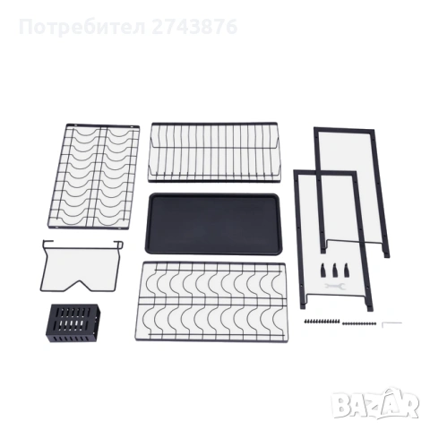 Сушилник на Три нива,Черен, С поставка за прибори, 52.5х24.3х50.5см, снимка 6 - Аксесоари за кухня - 45652454