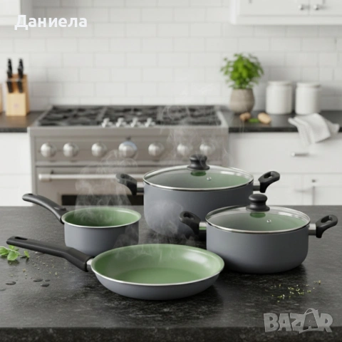 Комплект съдове Michelino Lara – 6 Части с незалепващо Pfluon покритие и турбо индукция, снимка 3 - Съдове за готвене - 53237957