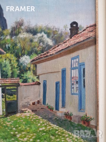 Никола Димитров Манастира св.Троица 1982г Велико Търново масло, снимка 4 - Картини - 41626444