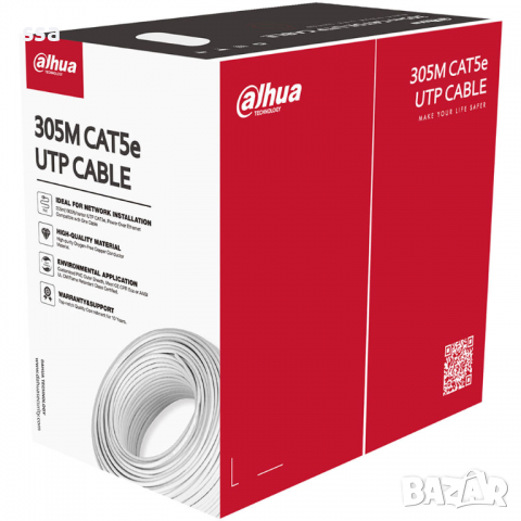 Пач кабел Dahua, UTP, cat.5e, 305м, бял, Лан кабел, снимка 4 - Други - 36186764