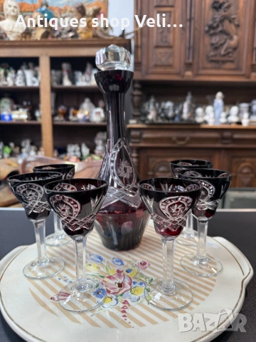 Кристален сервиз за алкохол №7931, снимка 4 - Антикварни и старинни предмети - 53736408