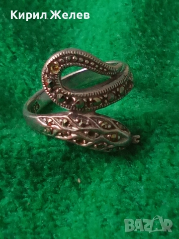 ЗМИЕВИДЕН МАРКОВ МАРКАЗИТЕН СРЕБЪРЕН ПРЪСТЕН СРЕБРО 925 с БЛЕСТЯЩИ ФАСЕТИРАНИ МАРКАЗИТИ 47472, снимка 13 - Пръстени - 50489040