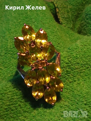 Ефектен сребърен пръстен Trifari с множество камъни ОЛИВИН подходящ аксесоар за ежедневието 27102, снимка 14 - Пръстени - 52960665