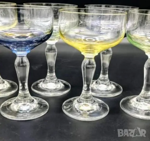 Чаши цветно стъкло - хамелеон -Франция. , снимка 2 - Чаши - 48896223