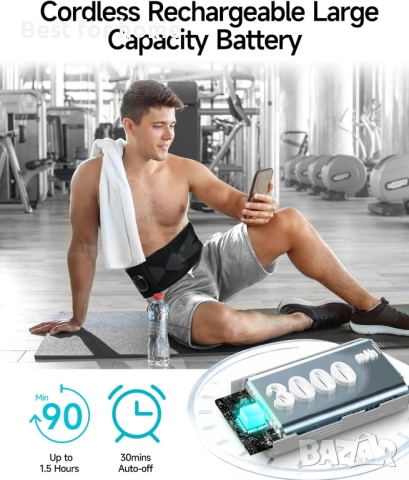 ALLJOY Безжичен нагревателен колан  за болки в гърба  5 режима на вибрация и 3 нива на топлина , снимка 3 - Масажори - 52691607