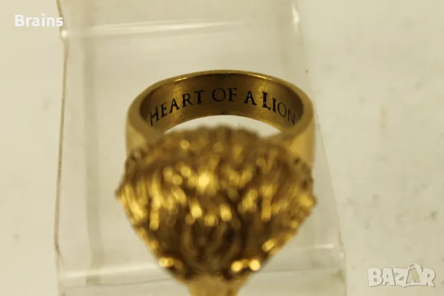 HEART OF LION Масивен Мъжки 24к Позлатен Пръстен Английски, снимка 6 - Пръстени - 55911629