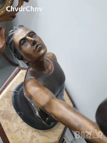 60см-7кг френска бронзова скулптура/фигура на акробати-танцьори/голяма статуетка, снимка 6 - Статуетки - 46659382