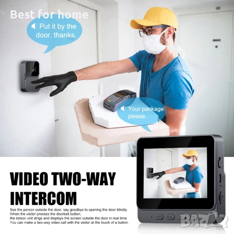 4.3" Безжичен, интелигентен видеозвънец с камера и 4.3" монитор, снимка 5 - Други - 51592170