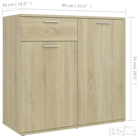 vidaXL Бюфет, дъб сонома, 80x36x75 см, инженерно дърво, снимка 9 - Бюфети - 56147840