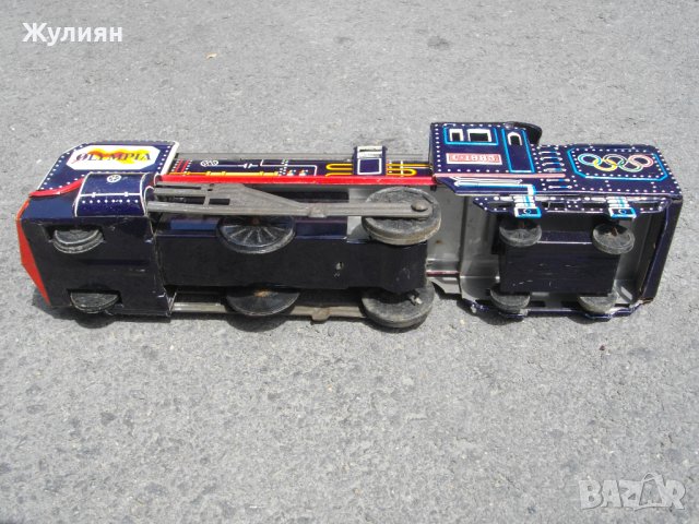  СТАРА ЛАМАРИНЕНА ИГРАЧКА ВЛАК ЛОКОМОТИВ OLYMPIA JAPAN , снимка 7 - Антикварни и старинни предмети - 40953340