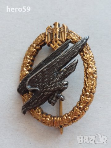 WW2-Немски знак парашутист Вермахт/злато сребро/, снимка 2 - Колекции - 41746052