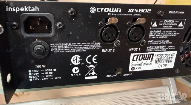 CROWN XLS602 усилвател, снимка 4 - Ресийвъри, усилватели, смесителни пултове - 53693353