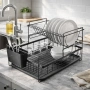 Сушилник за съдове Rosberg R53000P, 2 нива, поставка за прибори и чинии, снимка 2