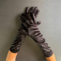Официални черни сатенени ръкавици под лакътя 38 см 7054