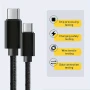 USB Type-C to USB Type-C Charging Cable 60W, найлонова оплетка - 300 см, снимка 1