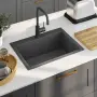vidaXL Ръчно изработена кухненска мивка, черна, неръждаема стомана, снимка 2
