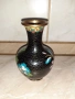 Cloisonne Клоазоне стара ваза цветя бронз клетъчен емайл, снимка 2