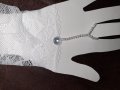 Бели дантелени ръкави с перли, снимка 2
