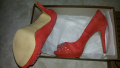 Високи червени елегантни велурени обувки -италиански 37, снимка 6