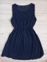 Ефирна тъмно синя рокля на точки, снимка 1 - Рокли - 41315612