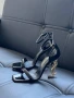 Yves Saint Laurent Дамски Черни Обувки На Златен Метален Ток Код E438, снимка 4