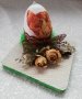 ВЕЛИКДЕН Сувенирно яйце върху дървена поставка със сухи рози  , снимка 2