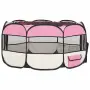vidaXL Сгъваема кучешка кошара с чанта за носене розова 145x145x61 см, снимка 4