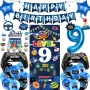 Декорации за 9-ти рожден ден за игри за момчета - 41 бр. сини банери за видеоигри, снимка 1