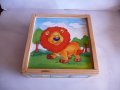 Дървена кутийка с рисунка на лъвче лъв за децата, снимка 1