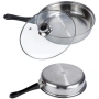 Комплект готварски съдове от инокс 12 части: 5 тенджери, тиган и стъклени капаци (16-24 см), снимка 4