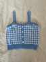Син кариран плетен кроп топ XS 💙🤍, снимка 2