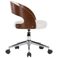 Въртящ офис стол, бял, извито дърво и изкуствена кожа, снимка 4 - Столове за офис - 40384278