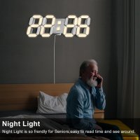COVERY Цифров стенен часовник - 3D LED с аларма, дистанционно, снимка 7 - Стенни часовници - 42088589