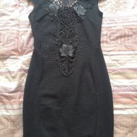 Нова къса черна рокля по тялото S 36 с дантела , снимка 2 - Рокли - 25513273