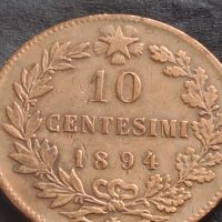 Рядка монета 10 чентезима 1894г. Италия Умберто първи за КОЛЕКЦИОНЕРИ 30422, снимка 2 - Нумизматика и бонистика - 42686082