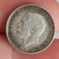 3 пенса 1917 г сребро Великобритания , снимка 2 - Нумизматика и бонистика - 41574196