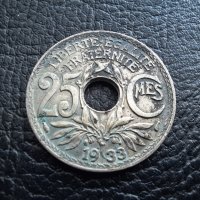 Стара монета 25 сантима 1933 г. Франция - топ !, снимка 7 - Нумизматика и бонистика - 42219848