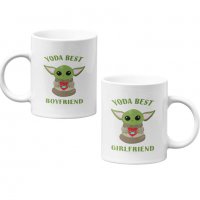 Комплект чаши за влюбени Baby Yoda Best Girlfriend Boyfriend, снимка 1 - Романтични подаръци - 35737550