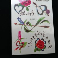 Цветни временни татуировки - различни видове - цена за лист 2,80 лв - рози, сърца, пеперуди, снимка 13 - Други - 44463351