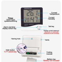 LCD интелигентен цифров хигрометър,часовниk,термометър, метеорологична станция, снимка 8 - Други - 41406122