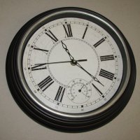 Пластмасов стенен часовник ретро 30 см кварцов, с термометър, отличен, снимка 1 - Стенни часовници - 41426060
