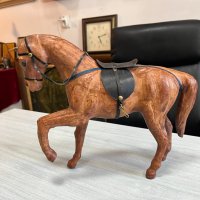 Стара кожена фигура на кон. №4477, снимка 2 - Колекции - 42012666