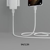 Нови Belkin 2 броя силиконови USB C кабели за зареждане черен и бял телефон Samsung Galaxy MacBook, снимка 2 - Друга електроника - 42415029