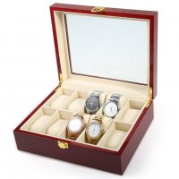 2171 Кутията за 10 бр.часовници изработена от дърво и прозрачен капак , снимка 3 - Подаръци за мъже - 35786742