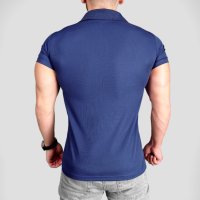 Сини мъжки спортни ризи с къс ръкав / спортно елегантни тениски с яка, снимка 3 - Ризи - 41394859