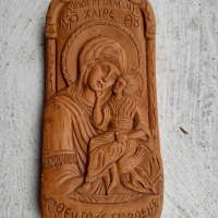 Стара восъчна икона религия богородица, снимка 1 - Антикварни и старинни предмети - 36129201