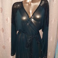 Hunkemoller XL/XXL Черен ефирен халат с дълъг ръкав , снимка 7 - Нощници - 40489854