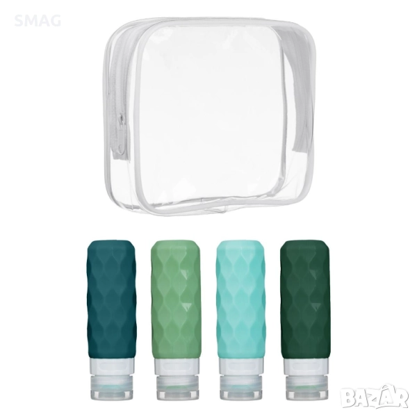 Комплект шишенца за пътуване 100 мл – 4 броя зелени_1248068, снимка 1