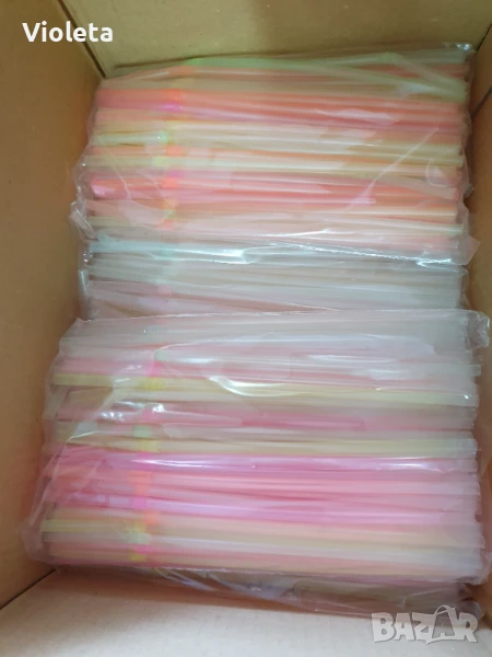 Коктейлни сламки с чупещо рамо, разноцветни. 1000бр., снимка 1