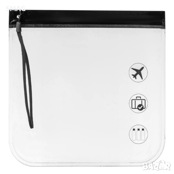 Комплект прозрачни несесери за пътуване с черна дръжка 20x20см – 2 бр._1236573, снимка 1